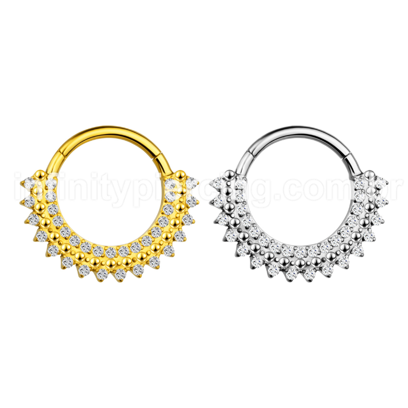 Piercing Argola Aço Cirúrgico Segmento Articulado Indiano Zircônia